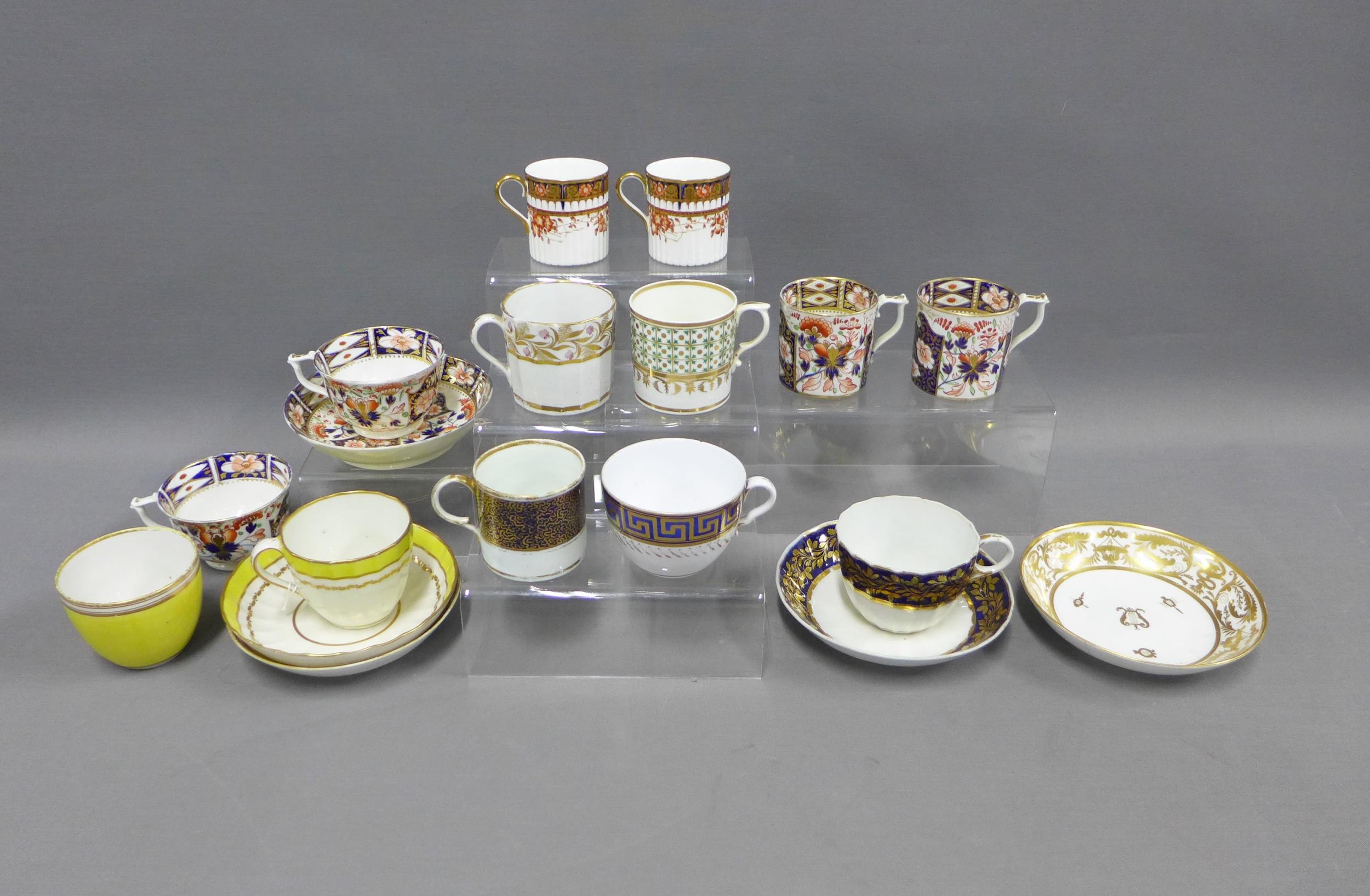Collection of 18th and 19th century English and Dresden porcelain cabinet cups and saucers, etc (