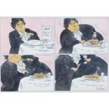 Nicholas Garland, a group of four caricature watercolour and ink sketches of Nigel Lawson, signed
