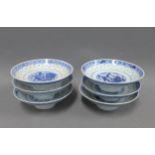 Six Chinese blue and white porcelain rice bowls with a dragon pattern (6)