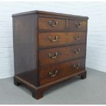 19th century mahogany chest, the rectangular top with moulded edge over two short and three long