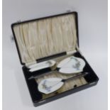 Vintage enamel and chrome dressing table brush set, cased