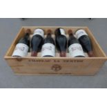 Wooden case with twelve bottles of Chateau La Nerthe - chateauneuf du papes 1990 (12)