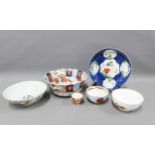 Collection of 18th and 19th century Chinese porcelain to include an Imari bowl, 18th century shallow