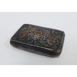 19th century Russian silver snuff box, rectangular form with rounded corners, the cover with
