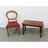 Victorian satinwood balloon back side chair and a modern chinoiserie side table 76 x 48cm (2)