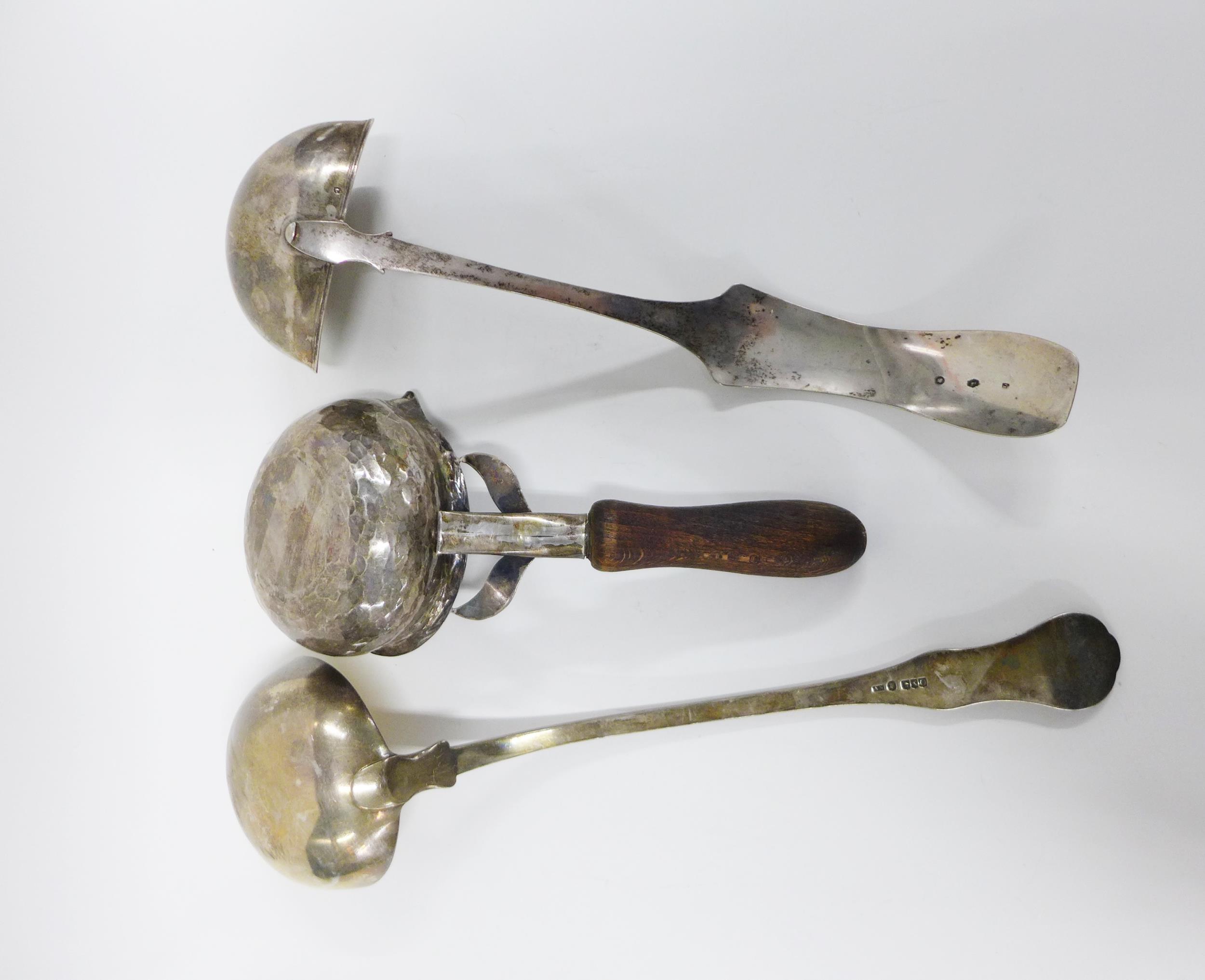 William IV Scottish silver soup ladle, kings pattern, Glasgow 1833, 37cm, continental silver ladle - Image 3 of 5