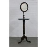 Victorian mahogany gentleman's shaving stand with circular mirror and pedestal base, 45 x 155cm