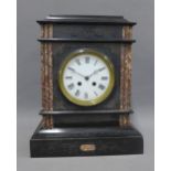 Victorian black slate mantle clock, 37cm