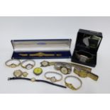 A collection of lady's & gents vintage wrist watches to include a 9ct gold cased Smiths watch on