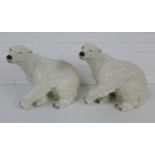 Royal Dux polar bear, naturalistically modelled with pink triangle backstamp and numbered 398,