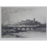 David Law, Lancaster Castle, etched print, framed under glass, 26 x 19cm