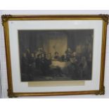 Sir Walter Scott and his Literary Friends at Abbotsford, lithograph print, under glass within an