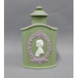 Wedgwood sage green Jasper tea caddy and cover commemorating the marriage of Lady Diana Spencer