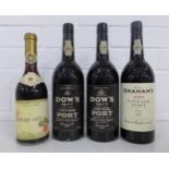 Two bottles of Dow's 1977 Vintage Port, one bottle of Graham's 1977 Vintage port, and one bottle