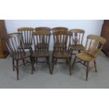 Set of six elm kitchen chairs and two others of similar design, (8) 46 x 89cm