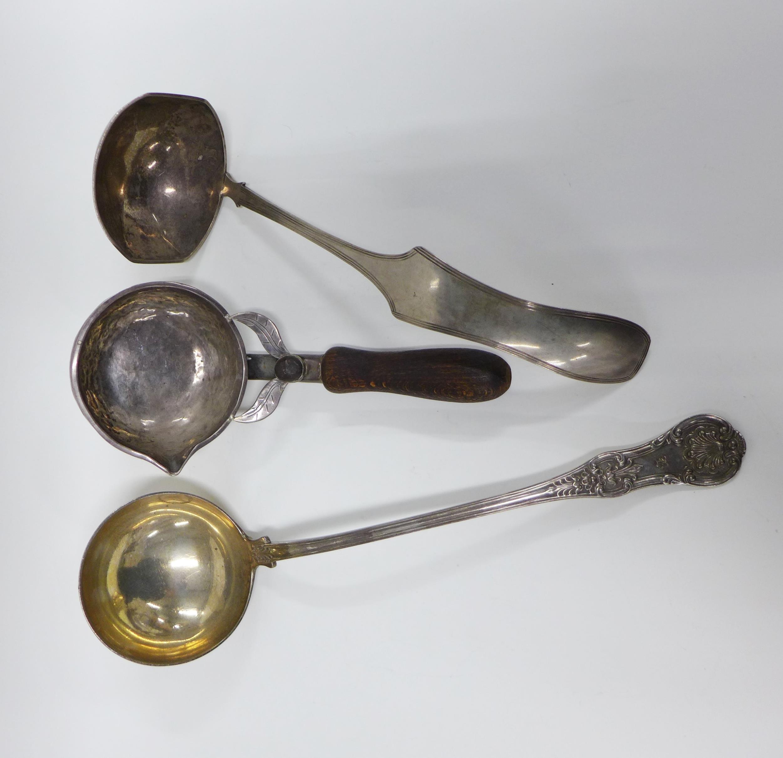 William IV Scottish silver soup ladle, kings pattern, Glasgow 1833, 37cm, continental silver ladle - Image 2 of 5