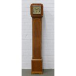 Early 20th century Garrard oak cased Grandmother clock, Westminster chime, the brass movement