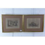 Ed burrow, a pair of engraved prints to include Merchiston Castle from West Gardens and another,