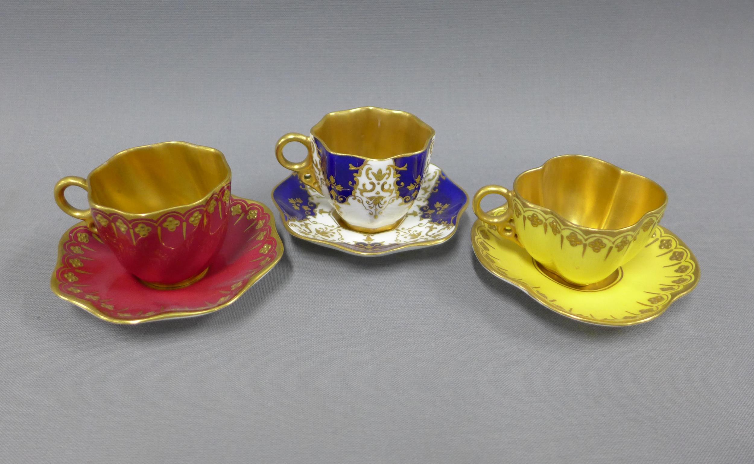 Collection of miniature porcelain cabinet cups and saucers to include Coalport, Royal Worcester - Image 2 of 4