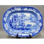 19th century Staffordshire blue and white transfer printed Philosophers platter / ashet, 53cm