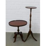 Mahogany wine table and another, taller 48 x 51cm (2)