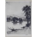 John Fullwood, RSA, 'Loch Vennacher', etching, signed in pencil and framed under glass, 24 x 32cm