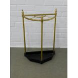 Brass demi lune stick stand, 41 x 63 x 20cm