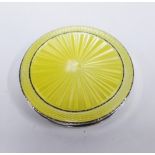 Early 20th century silver and yellow enamel powder compact, 7cm