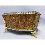 French boulle work planter, lead lined and of rectangular form, with outwept feet, 25 x 23cm