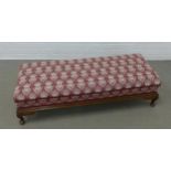 Thistle pattern, upholstered ottoman stool, with lift up lid for internal storage, on short cabriole