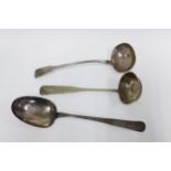 Georgian silver soup ladle of fiddle pattern, London c1800 and an oversized Swedish silver serving