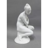 Herend blanc de chine glazed female nude figure, impressed backstamp and numbered 15732, 23cm