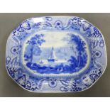 19th century Staffordshire blue and white transfer printed pottery Elkins & co - Irish Scenery