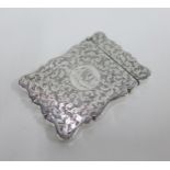 Victorian silver card case, foliate engraved with initialled cartouche, Robert Pringle, Birmingham
