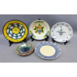 Frank Brangwyn for Royal Doulton plate and a four studio pottery plates and bowls, (5)