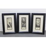 A group of three framed Irish Writer prints to include Oscar Wilde, Brendan Behan and Samuel Beckett