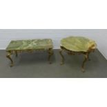 Vintage hardstone tables to include a coffee table with rectangular top, 97 x 43 x 49cm and