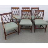 Set of six 19th century mahogany chairs, including one carver (52 x 86cm), with lattice backs and