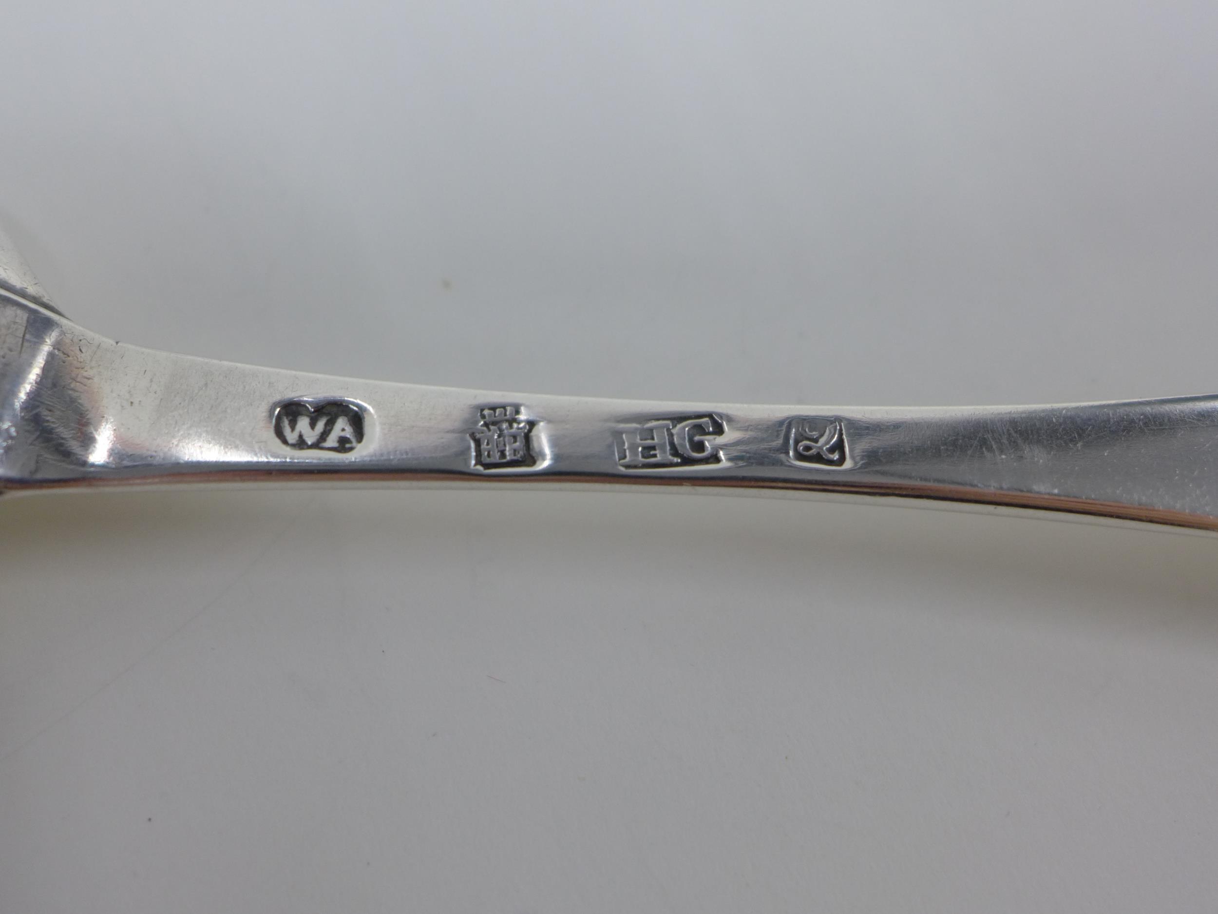 Rare George II hanoverian silver table spoon by William Aytoun, Edinburgh 1745 with engraved crest - Image 5 of 6