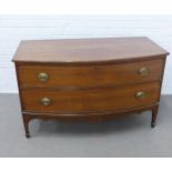 Mahogany bow front chest with two long drawers, , 119 x 72 x 59cm