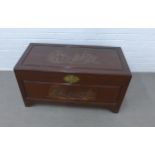 Hong Kong carved camphorwood chest, 94 x 50 x 46cm