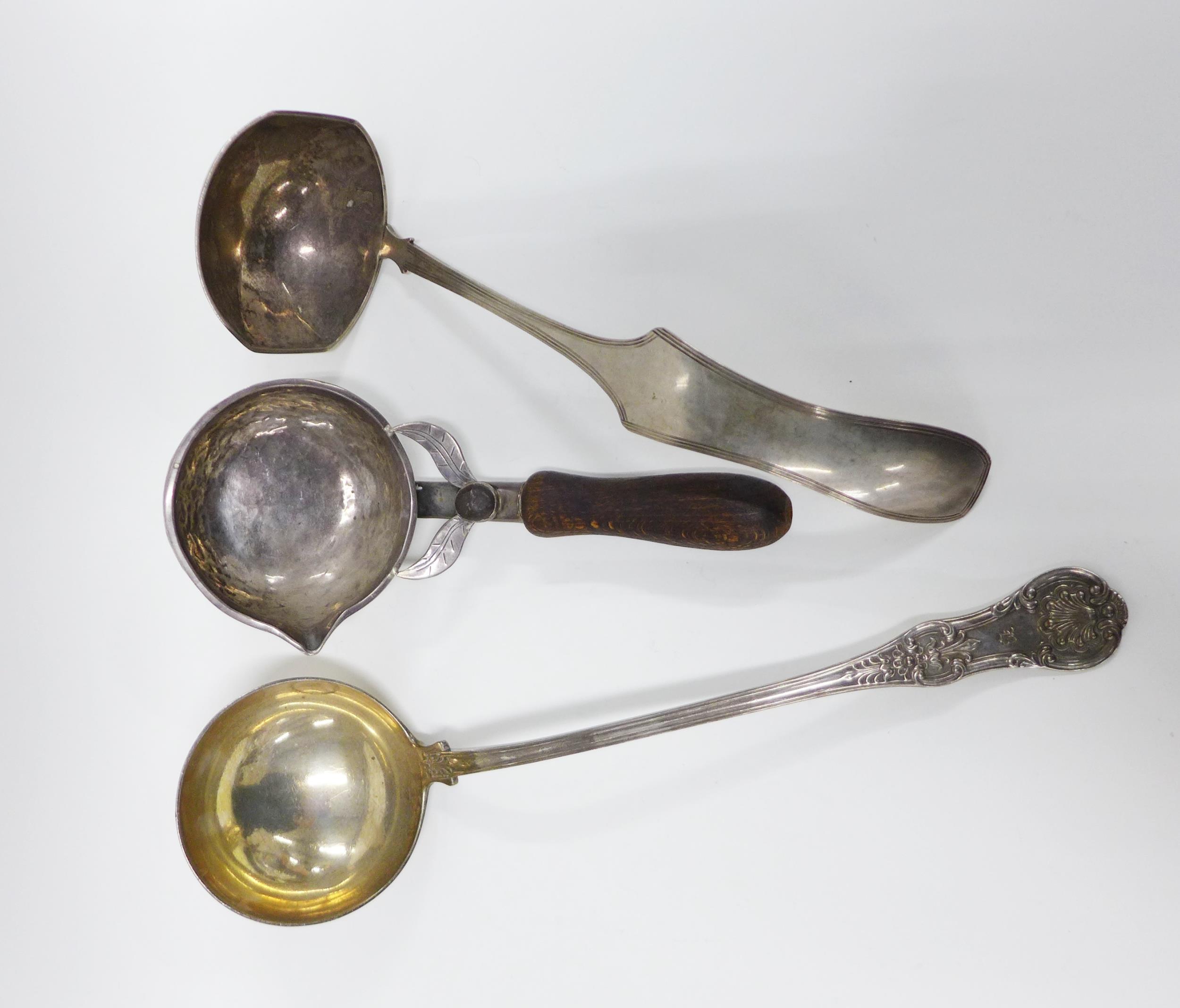 William IV Scottish silver soup ladle, kings pattern, Glasgow 1833, 37cm, continental silver ladle