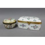 Samson porcelain box and another smaller, both with gilt metal mounts and painted with flowers,