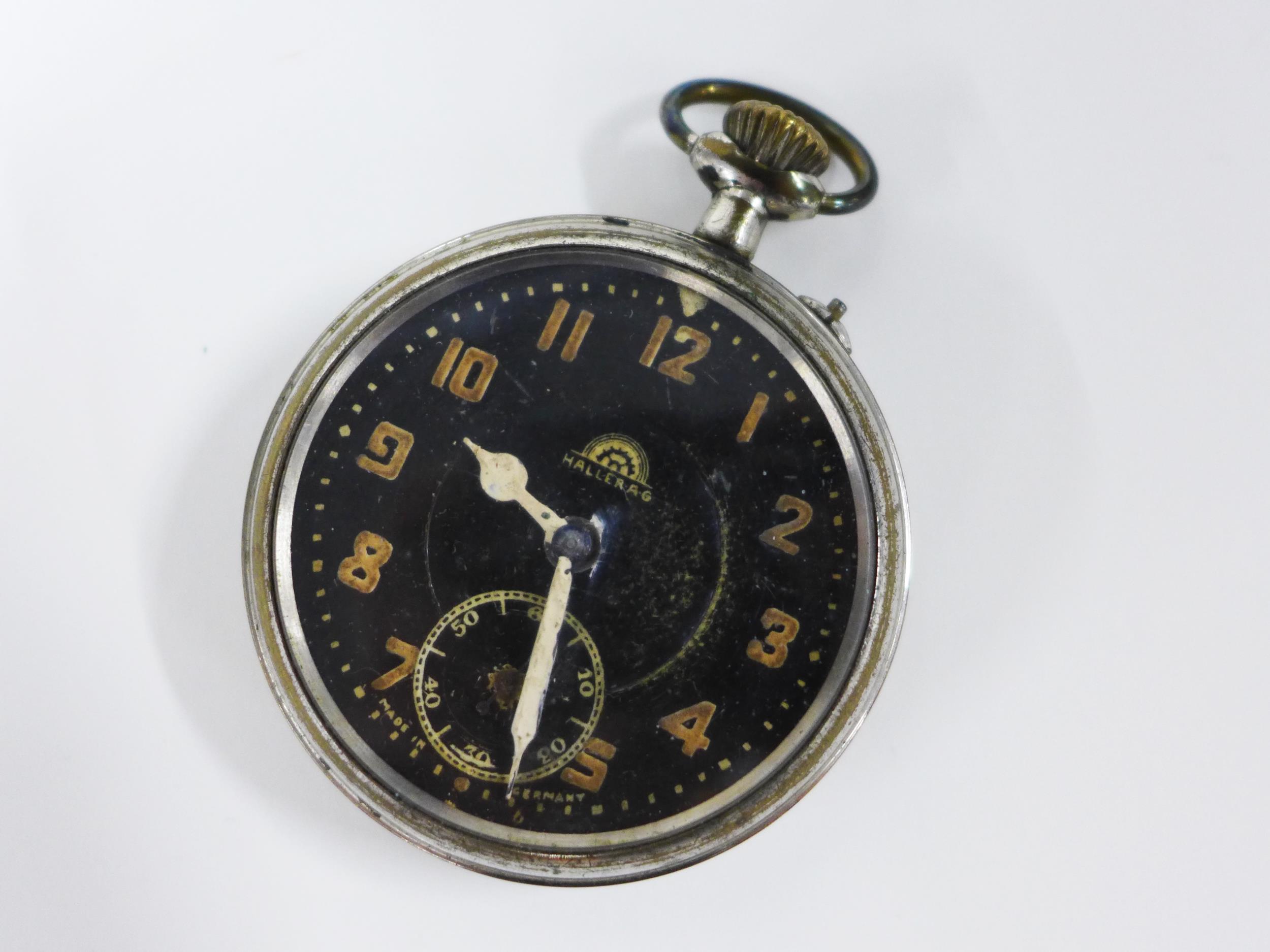 Haller AG pocket watch, silver watch chain, two others and two yellow metal chain necklaces (6) - Image 3 of 3