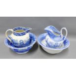 19th century Staffordshire blue and white transfer printed pottery to include a Camilla pattern