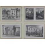 Four colour engraved prints to include Methodist Chapel, St Georges Chapel and Merchiston tower, all