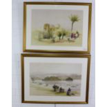 David Roberts R.A, a pair of coloured lithograph prints, to include Church of the Holy Sepulchre -