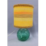 Green glass bubble table lamp base with retro shade