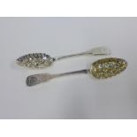 Pair of Victorian silver gilt berry spoons, Reid & Sons, Newcastle 1857, 23cm (2)