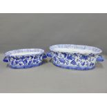 Moyses Stevens blue and white chinoiserie planter and another of smaller size (2) 38cm